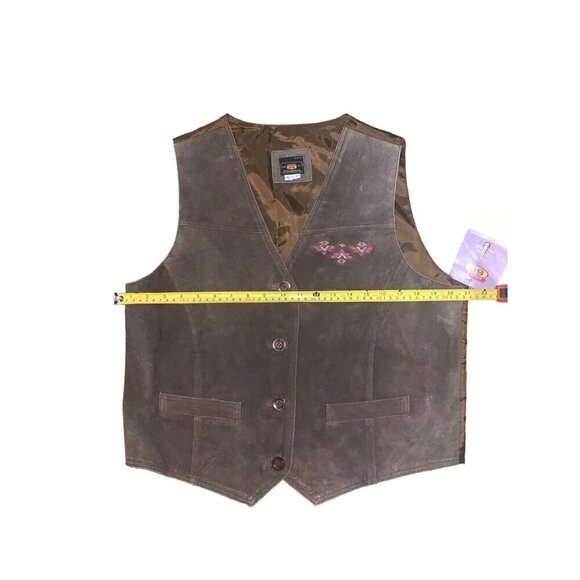 Route 66  Suede Leather Vest Womens L Brown  Western Embroidered Vest NWT - Picture 3 of 6
